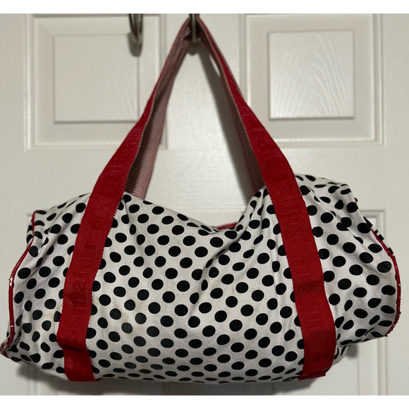 Little Miss Matched Girl's‎ Black Red White Duffel Bag Zipper Closure - Picture 2 of 12